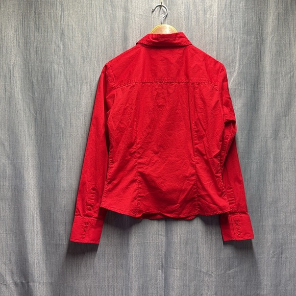 Isaac Mizrahi Vibrant Red button down Shirt size medium - Picture 9 of 9